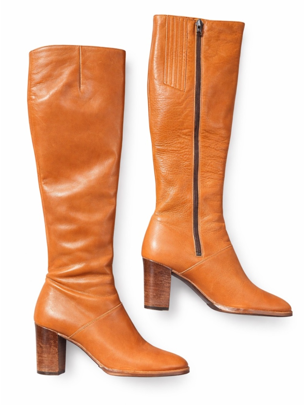 Bandolino Made in Italy Cognac Leather Knee-High Boots | Block Heel | Size 7